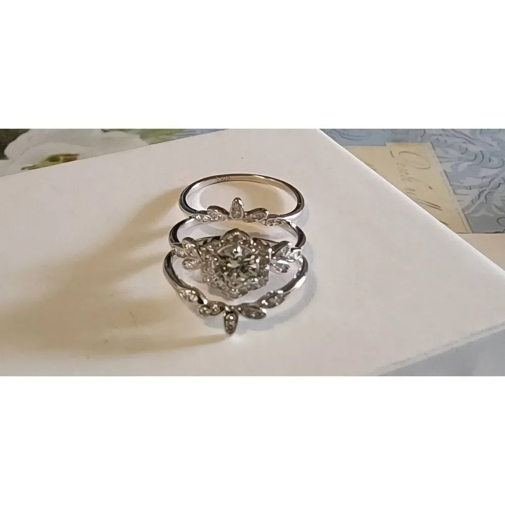 2.3 Ct. CERTIFIED Genuine Moissanite Diamond 3 Pc. Floral Wedding Ring Set #9